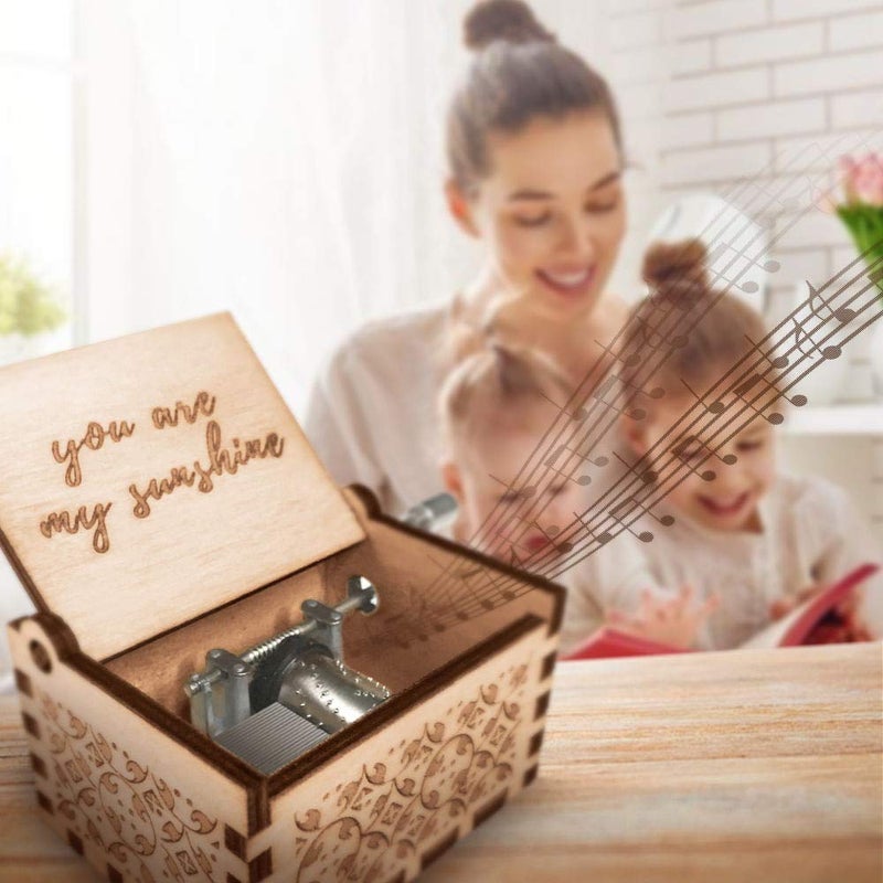 Ucuber You are My Sunshine Music Box, Wood Laser Engraved Cute Box Best Gift for Wife, Son, Daughter, Dad, Mom, Wedding Anniversary Birthday Christmas Valentine's Day - Image 1